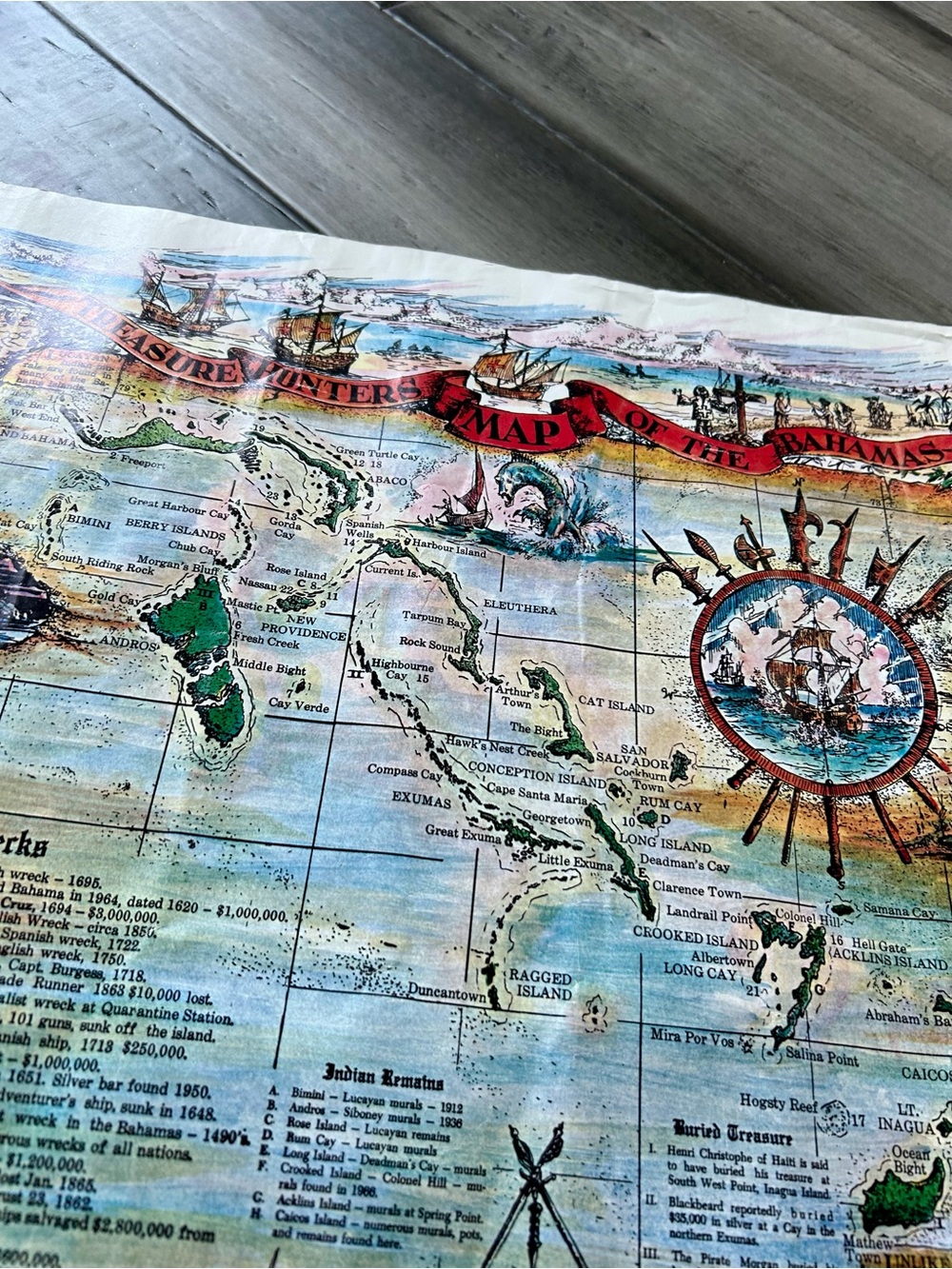 Vintage 1980s Maps of the Caribbean Treasure Hunters Map Bahamas Gulf Cuba - Picture 13 of 16